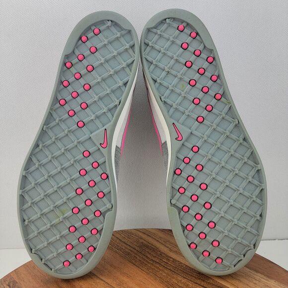 Nike Golf Womens Size 9.5 LUNARLON Gray Suede Pink Swoosh Shoes 704425-002 - Picture 8 of 9
